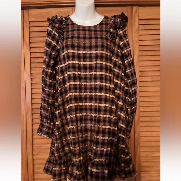 green emerald velvet dress Gingham Milkmaid Contrast Mini Dress main image 1